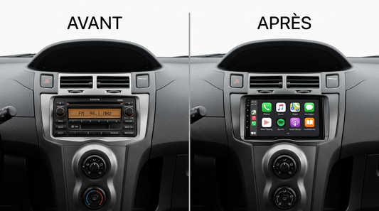 Avant après CarPlay Toyota Yaris 2005-2011