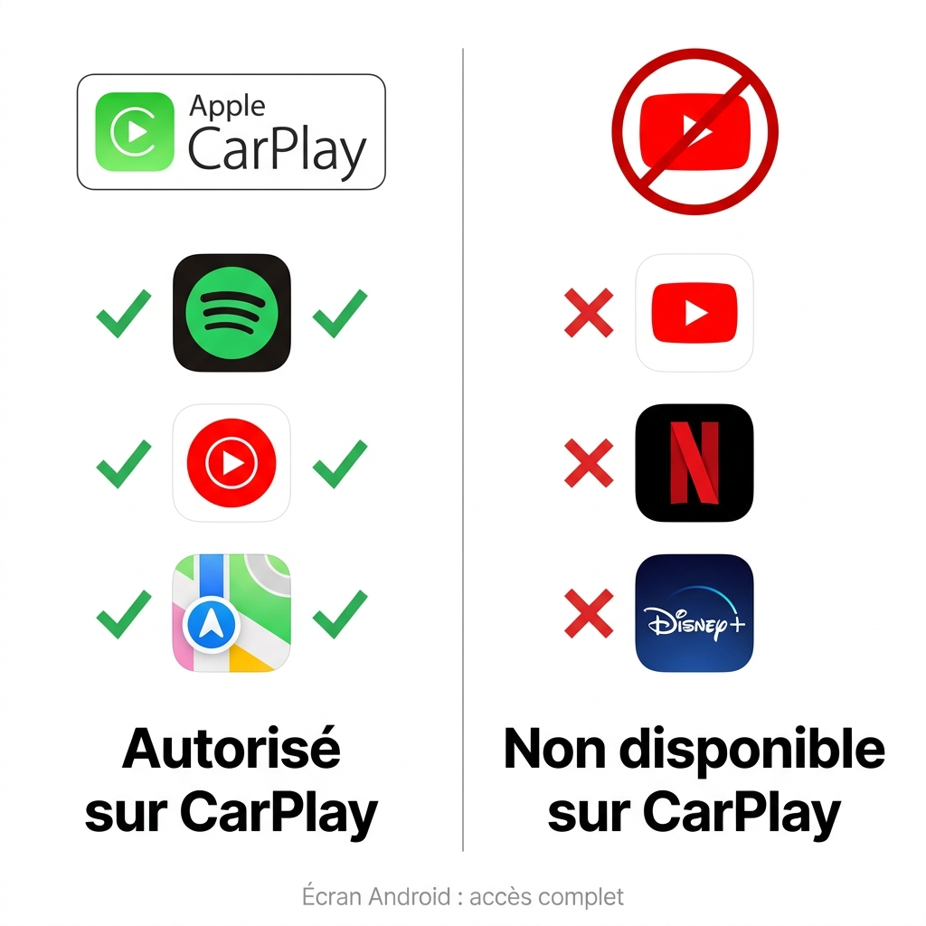 youtube-carplay-applications-autorisees-interdites-ecran-android