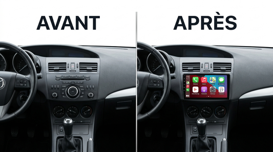 Avant après installation CarPlay Mazda 3 2009-2013