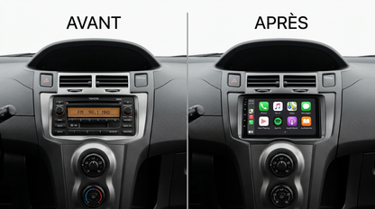 Avant après CarPlay Toyota Yaris 2005-2011