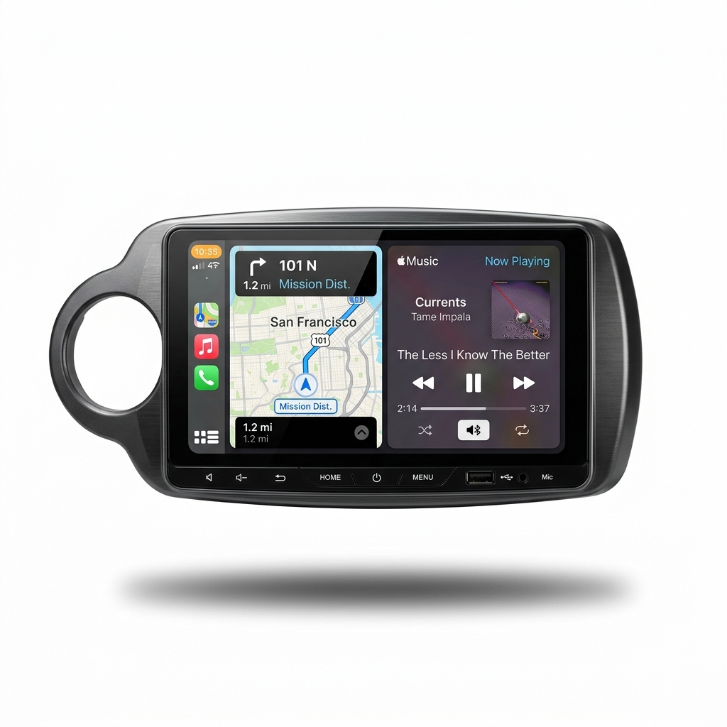Écran CarPlay Toyota Yaris 2012-2017 fond blanc