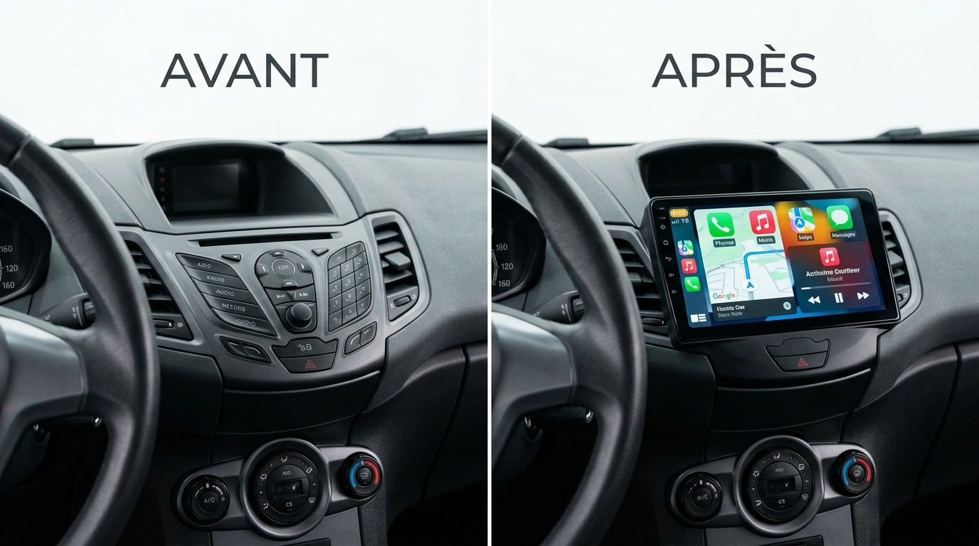 Avant après CarPlay Ford Fiesta MK7