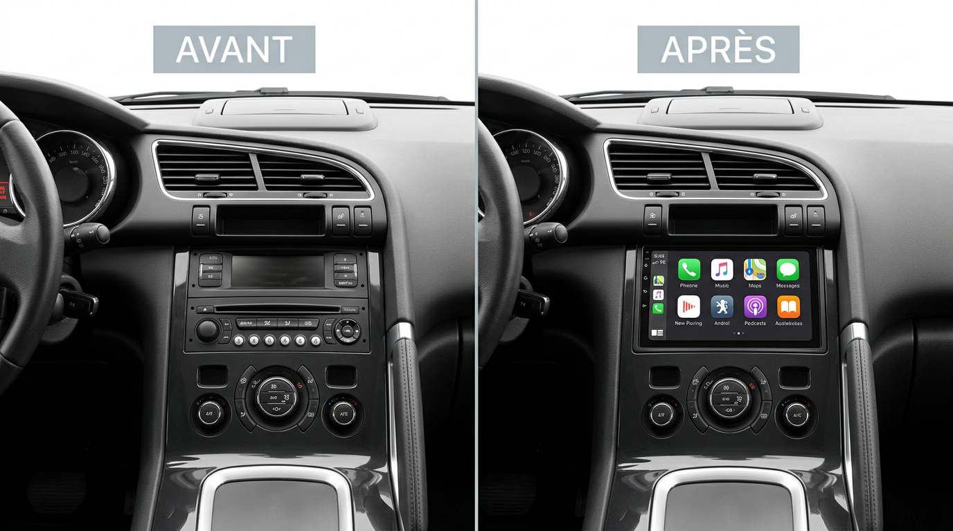 Avant après CarPlay Peugeot 3008 Phase 1