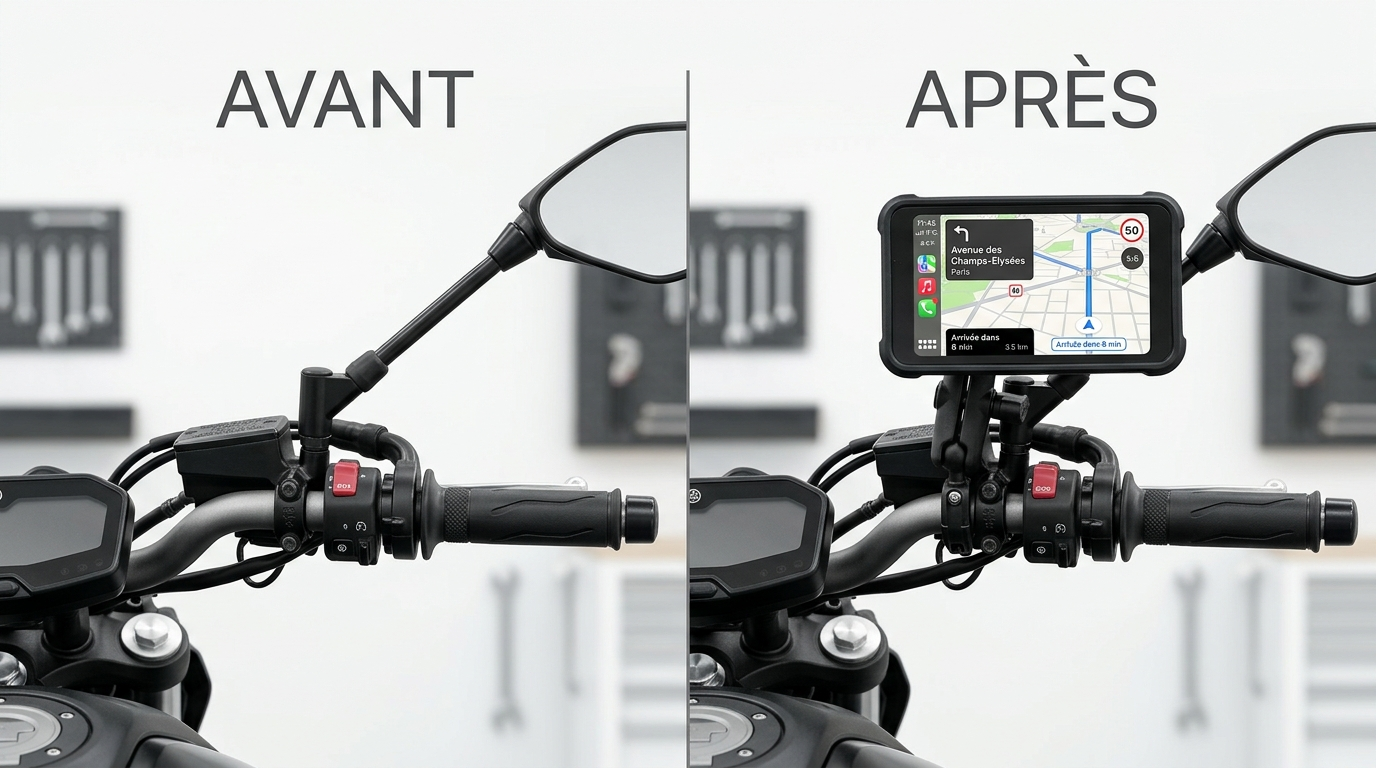ecran-carplay-moto-ekiy-m15-avant-apres-guidon