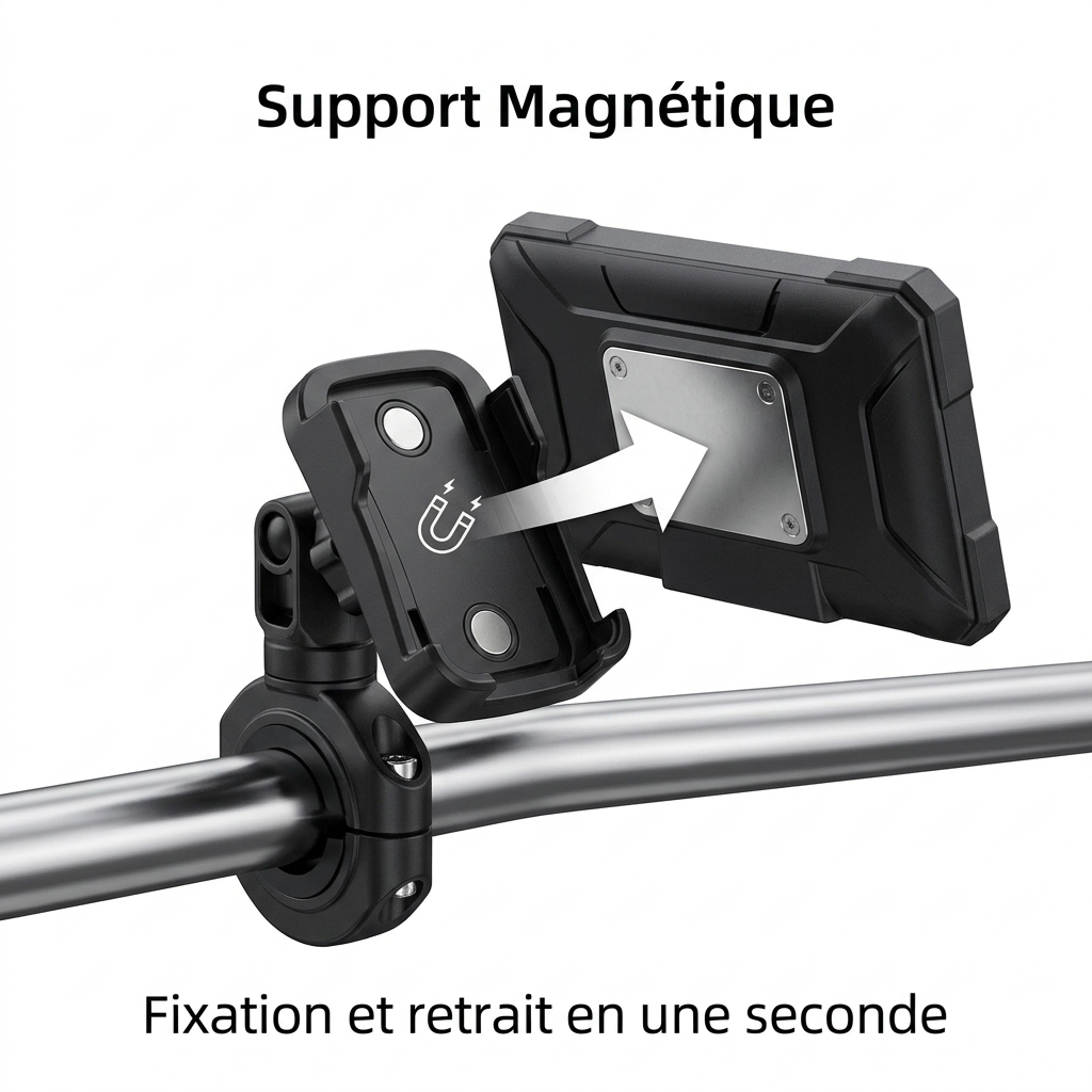 ecran-carplay-moto-ekiy-m15-support-magnetique-fixation-guidon